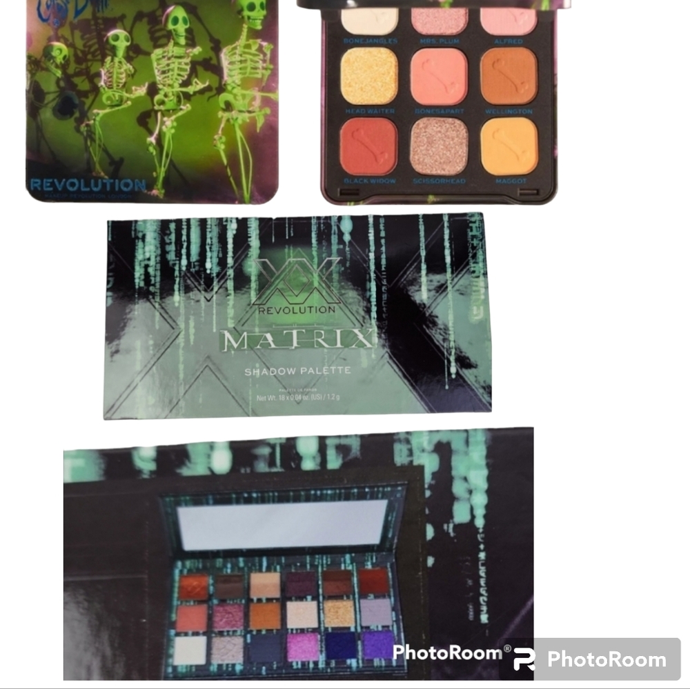NIB Makeup Revolution CORPSE BRIDE & NIB MATRIX Eyeshadow Palette BUNDLE